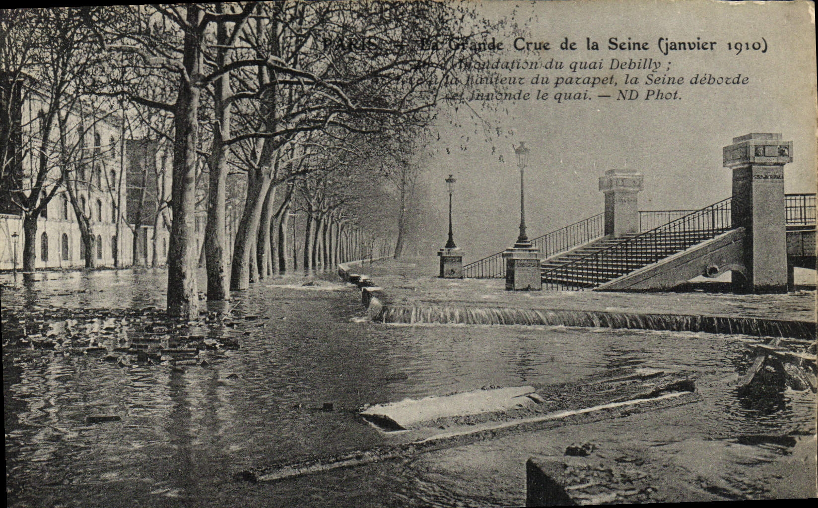 VINTAGE POSTCARD Paris the Great Rising Of the Seine Debilly Quay