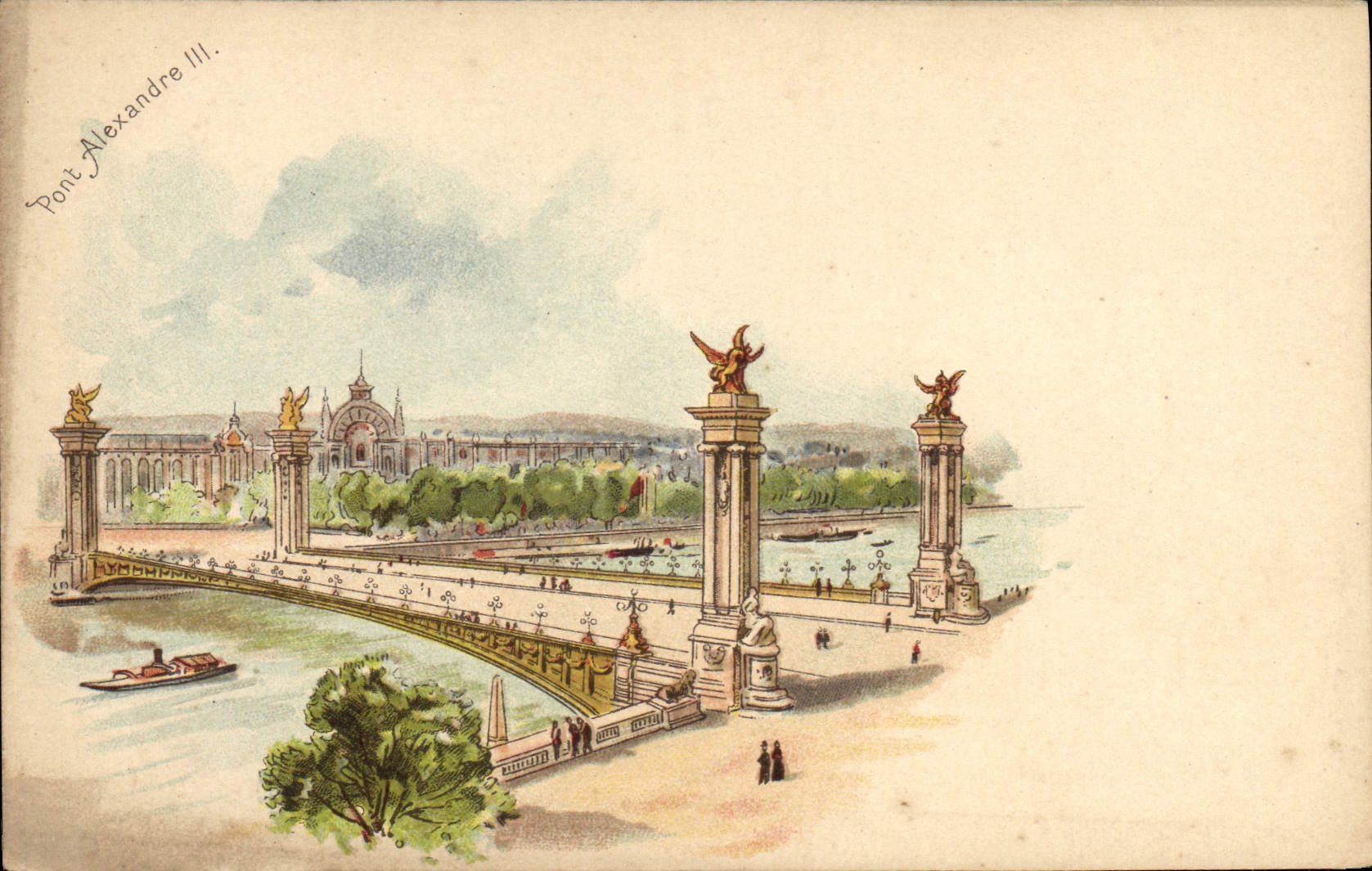 VINTAGE POSTCARD Bridge Alexandre III Paris