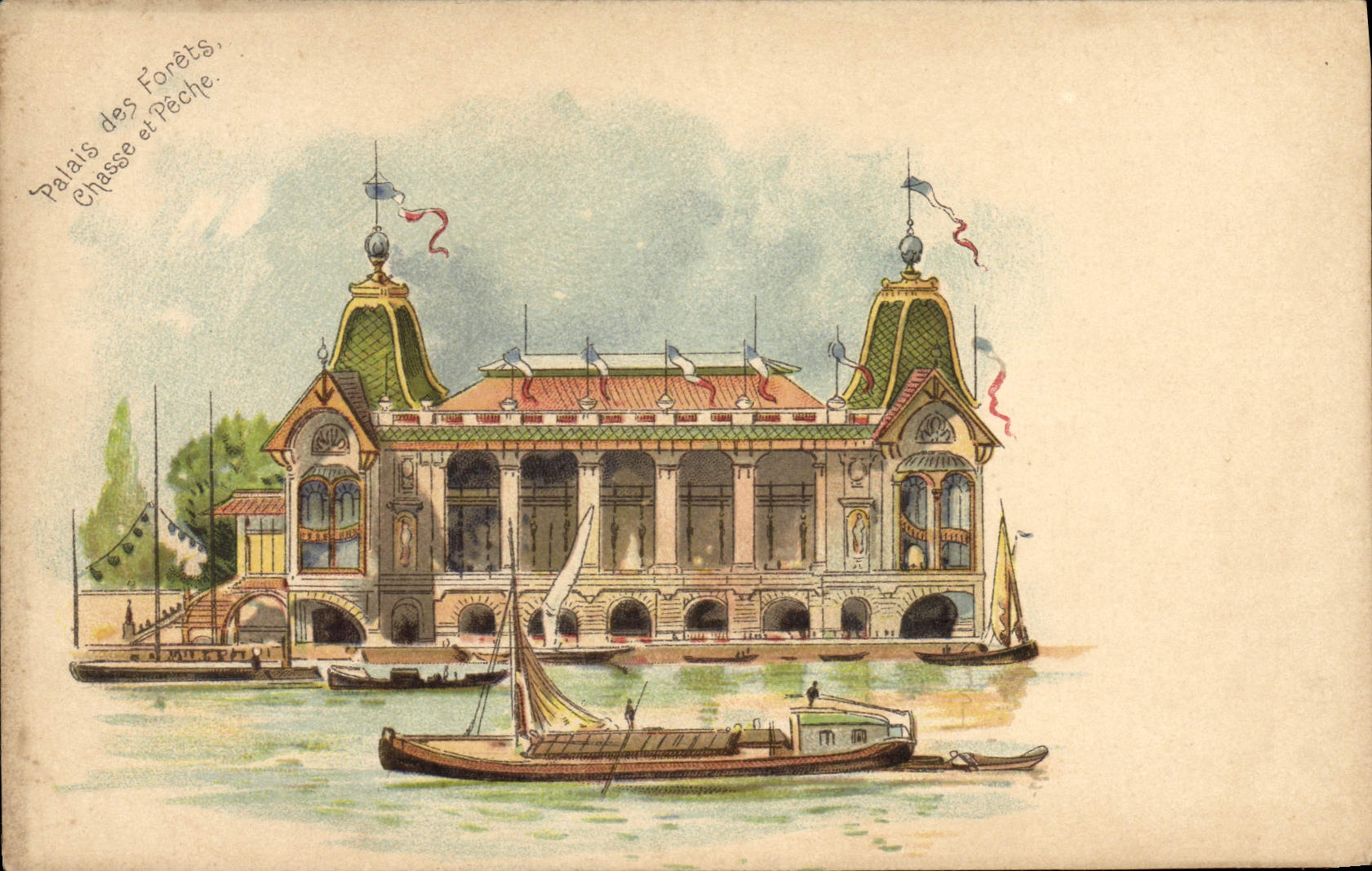 VINTAGE POSTCARD Palais Of the Drills Drives out And Fishes Paris