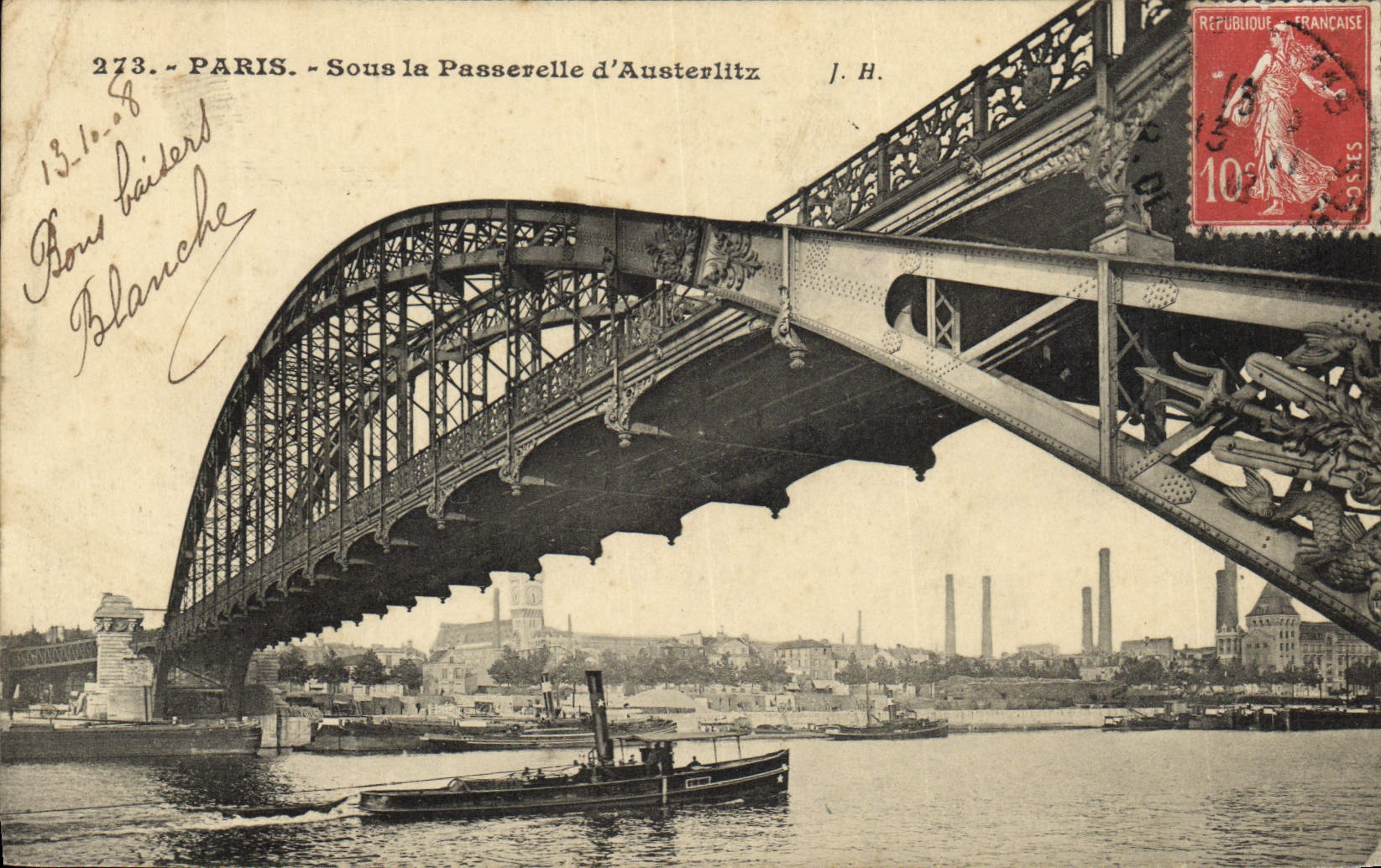 VINTAGE POSTCARD Paris Under the Footbridge of Austerlitz
