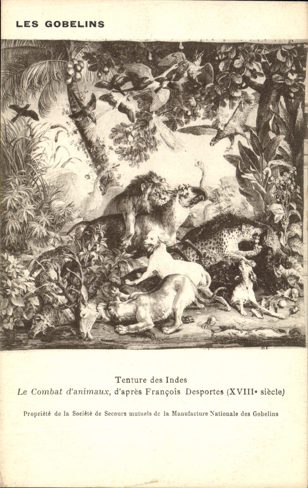 CPA Les Gobelins Tenture Des Indes Le Combet D'Animaux D'Apres Francois Desportes Musee Paris Lion