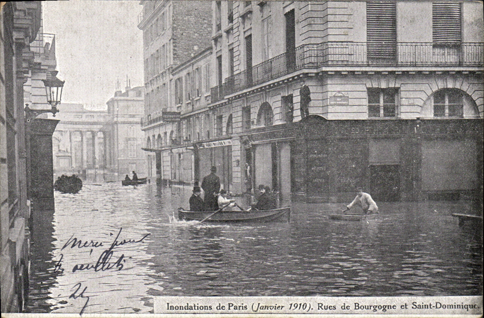 VINTAGE POSTCARD Floods Of Paris Streets Of Burgundy And Saint Dominique