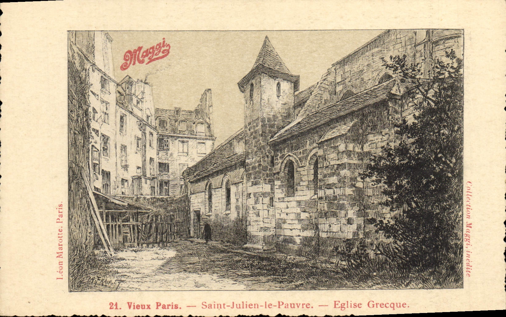 CPA Vieux Paris Saint Julien Le Pauvre Eglise Grecque Publicite Maggi