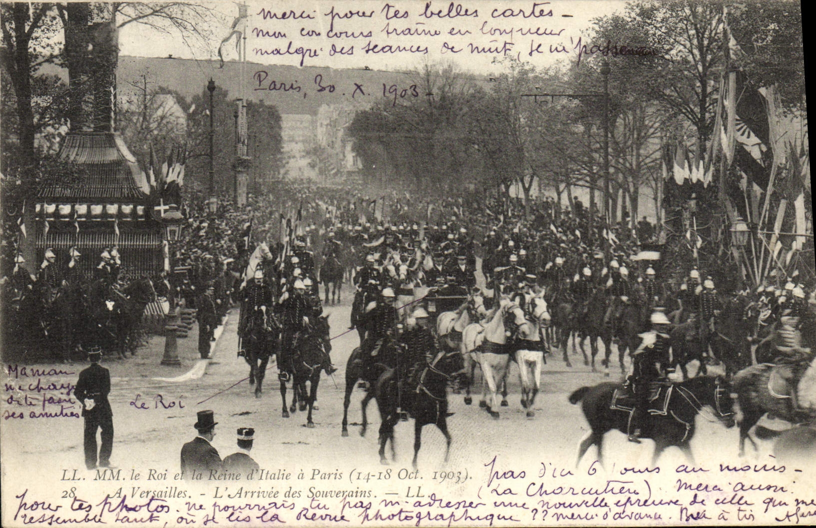 CPA Le Roi Et La Reine d'Italie A Paris a Versailles L'arrivee des souverains 1903