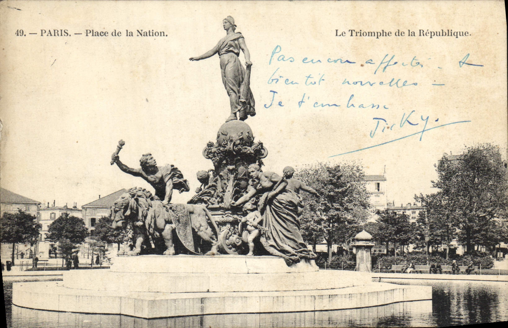VINTAGE POSTCARD Paris Places Nation Trimophe Of the Republic