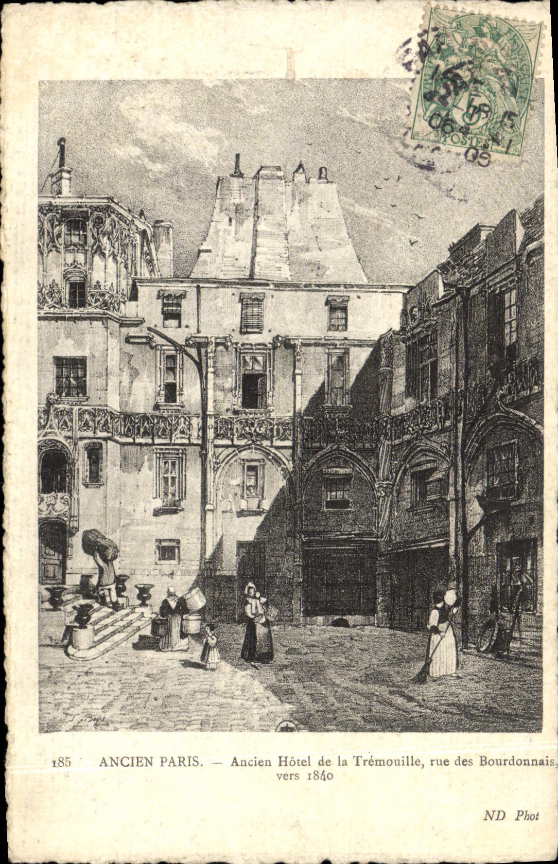 VINTAGE POSTCARD Old Paris Old Hotel Of Tremouille Street Of Bourdonnais about 1840