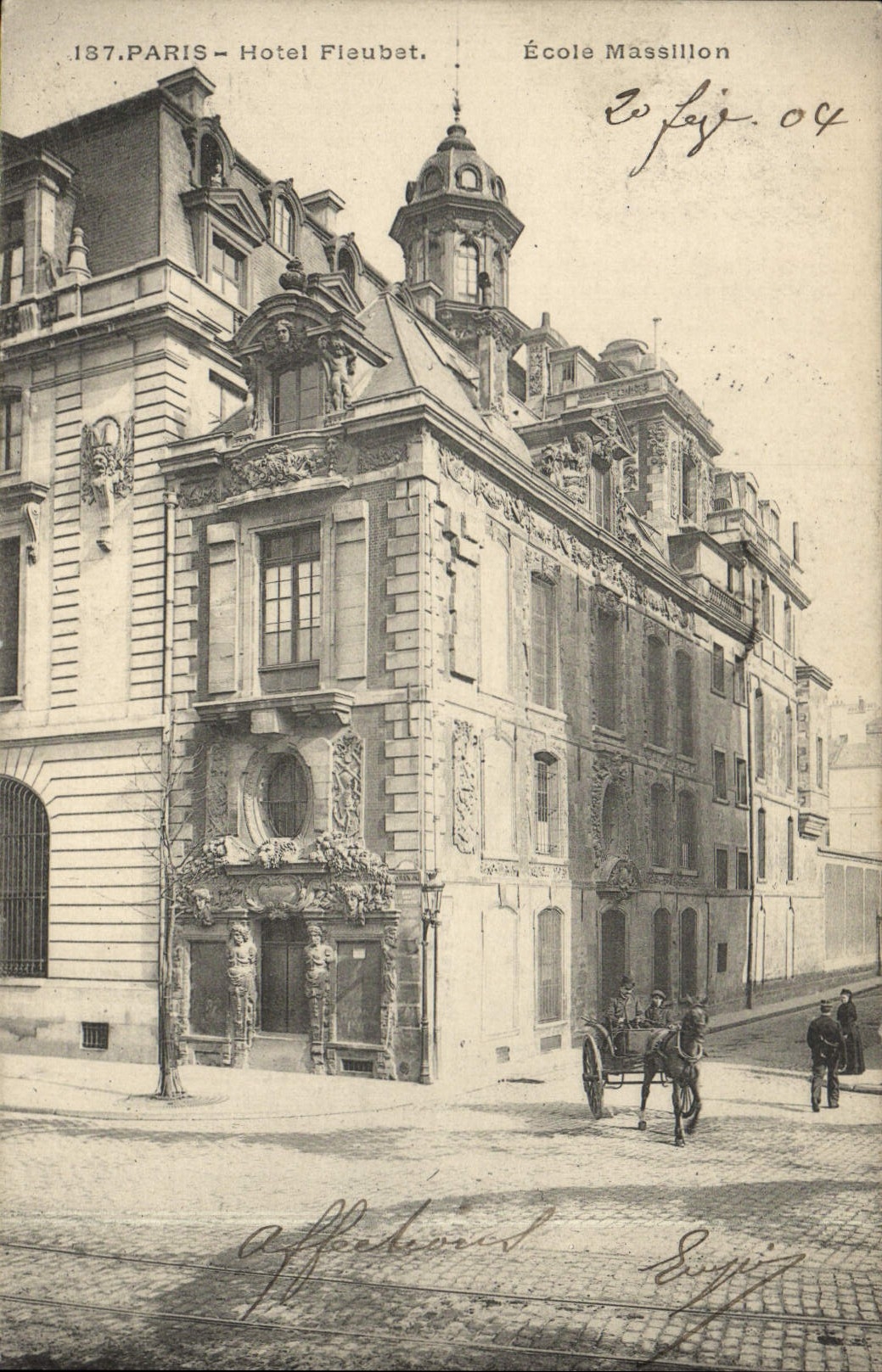VINTAGE POSTCARD Paris Hotel Fleubet Massillon School