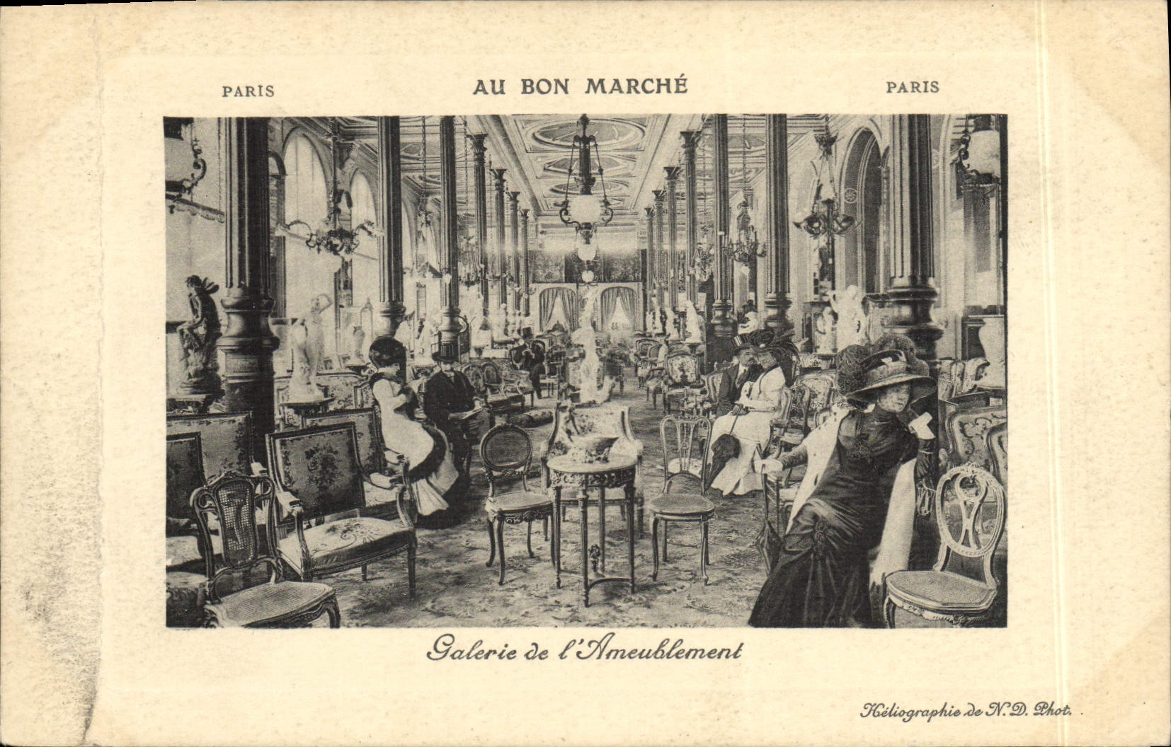 POSTAL de la VENDIMIA con la buena galería de París del mercado del equipamiento