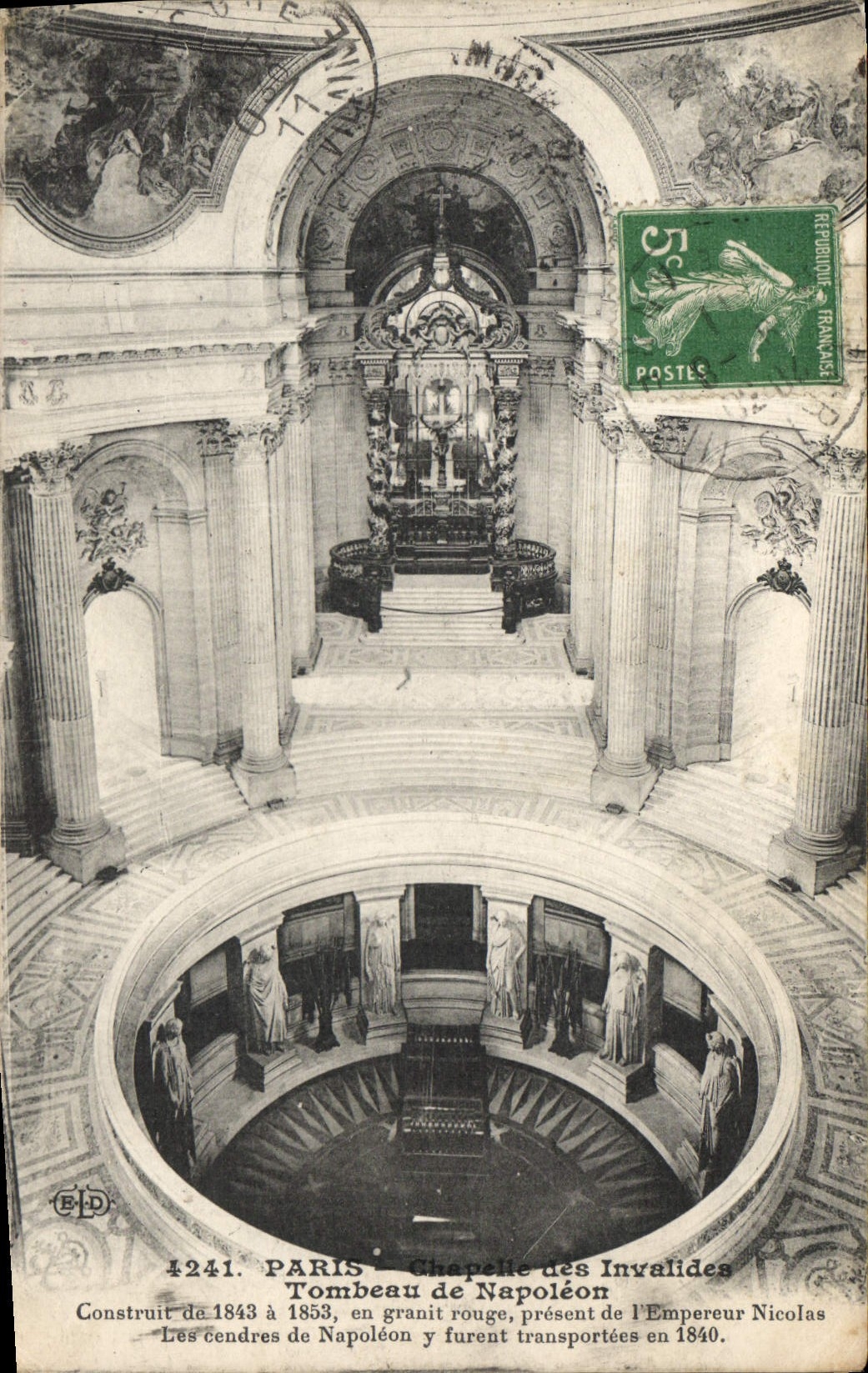 VINTAGE POSTCARD Paris Vault Of the Invalids Tomb Of Napoleon 1st