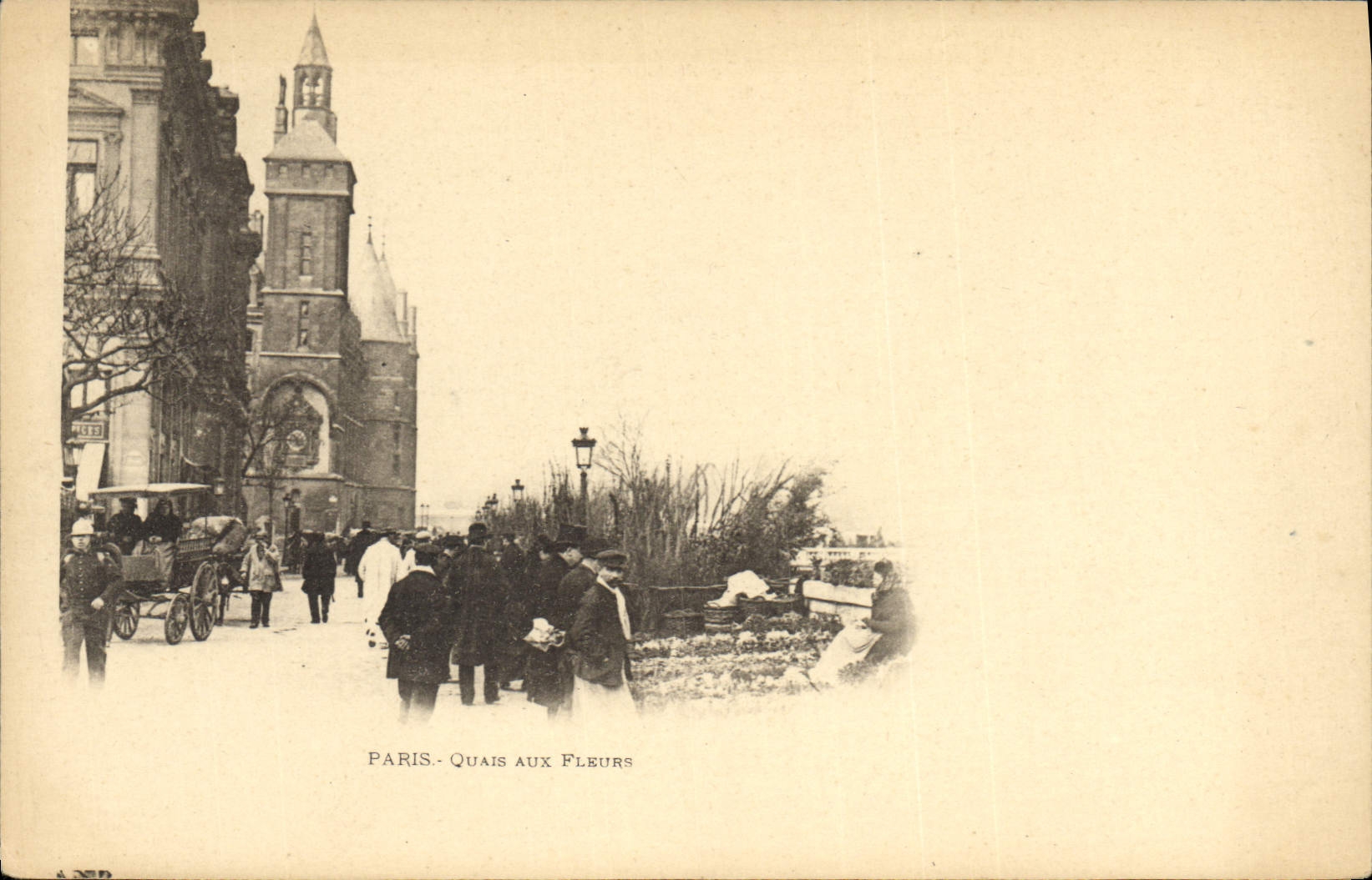 VINTAGE POSTCARD Paris Quays With the Flowers