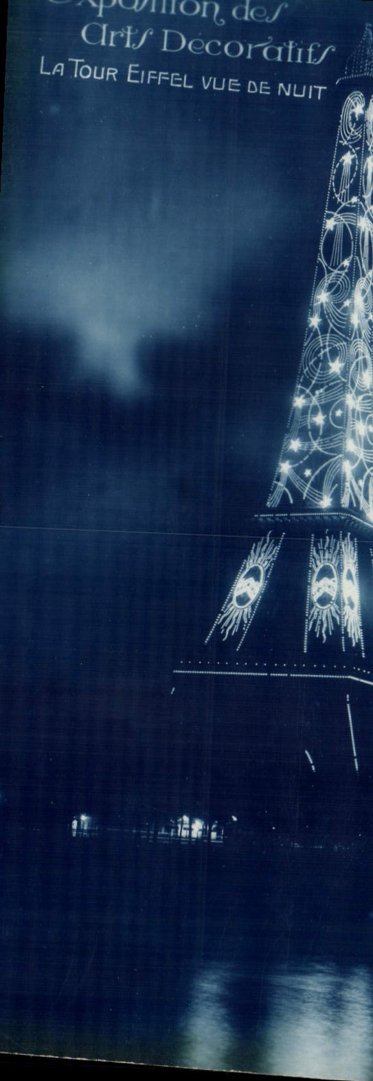 POSTAL París de la VENDIMIA en fecha la torre Eiffel vista de la feria de París de la POSTAL de la VENDIMIA de la noche de la publicidad decorativa 1925 de Citroen de los artes