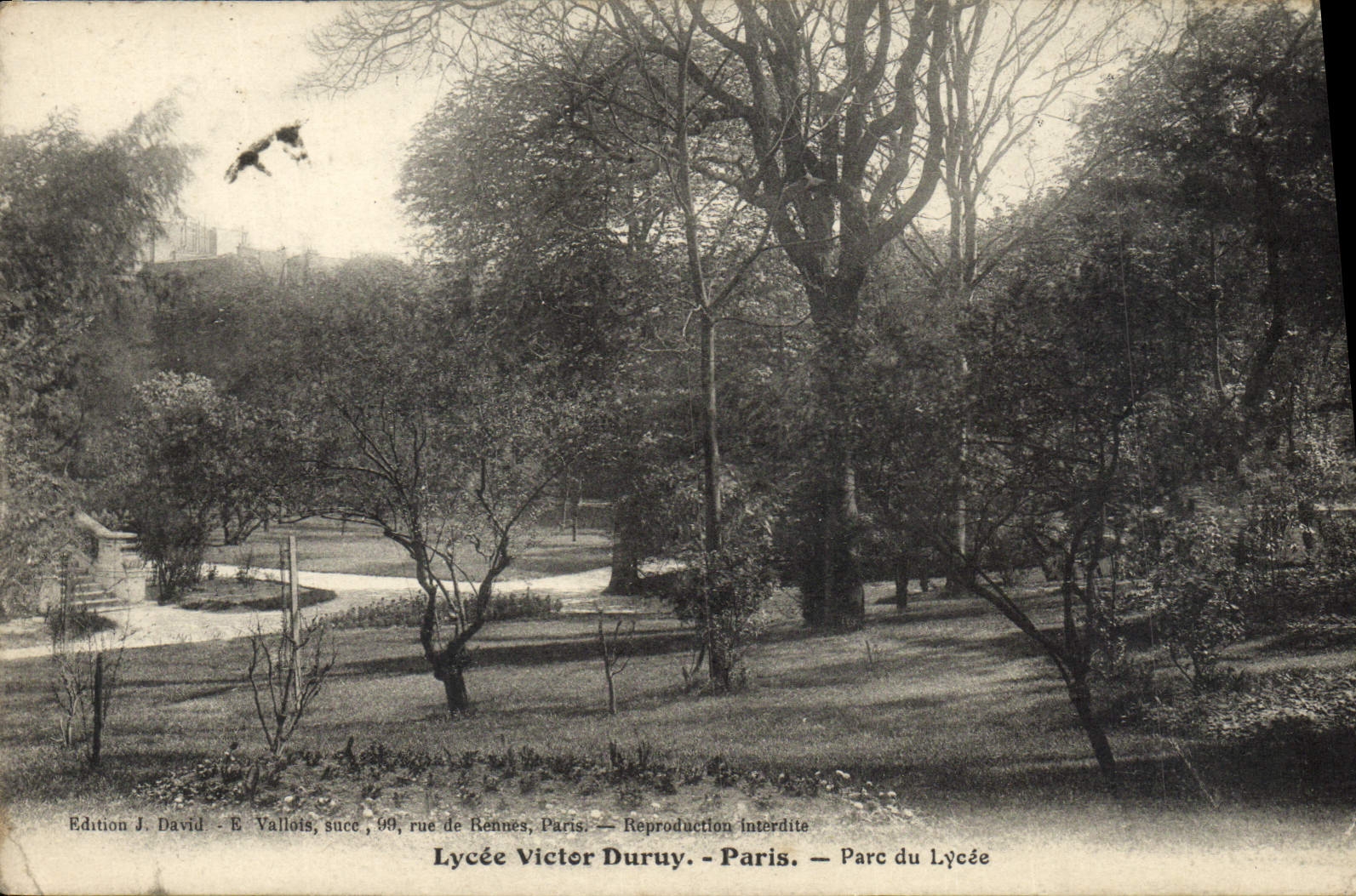 VINTAGE POSTCARD College Victor Duruy Paris Park Of the College