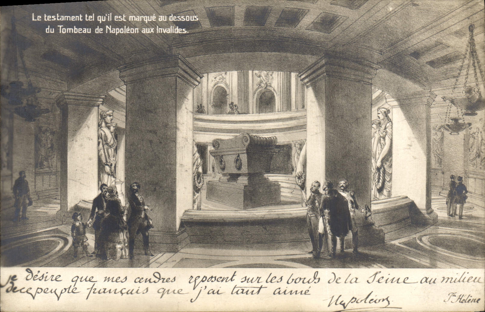 VINTAGE POSTCARD the Will Such as it Is Mark With the Lower part Of the Tomb Of Napoleon To the Invalids
