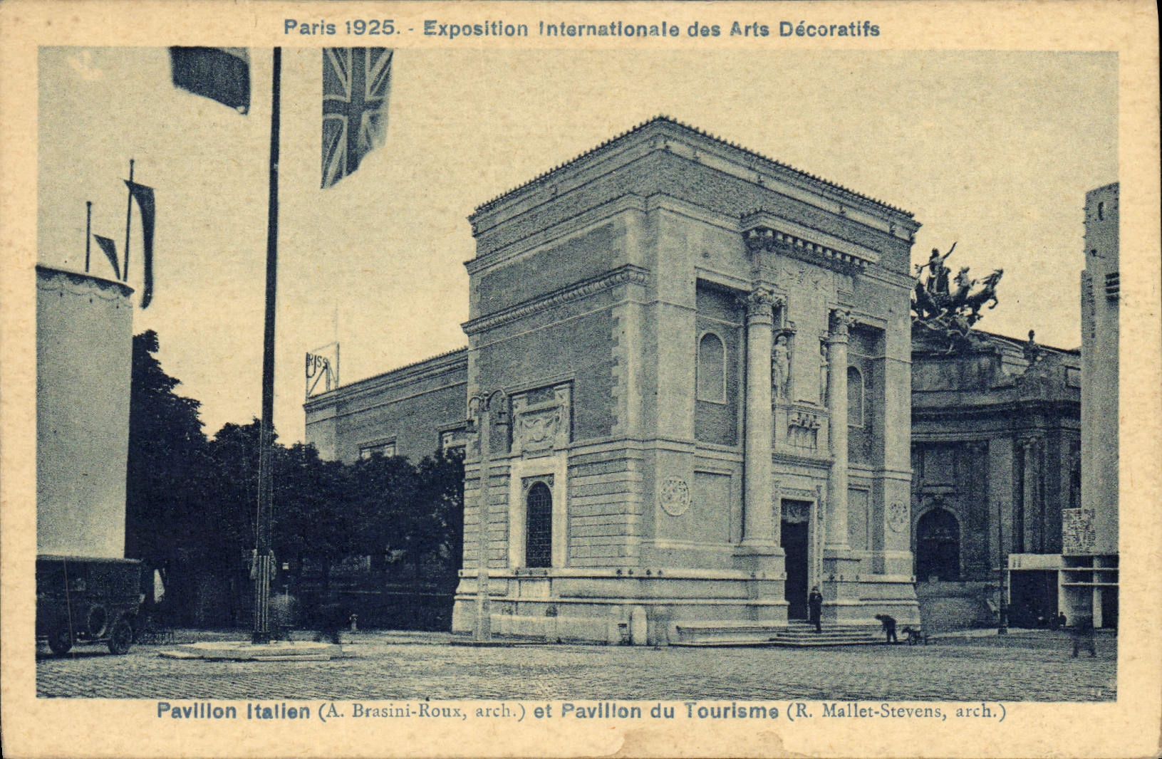 VINTAGE POSTCARD Paris International exhibition Of Arts Italian House And House of tourism