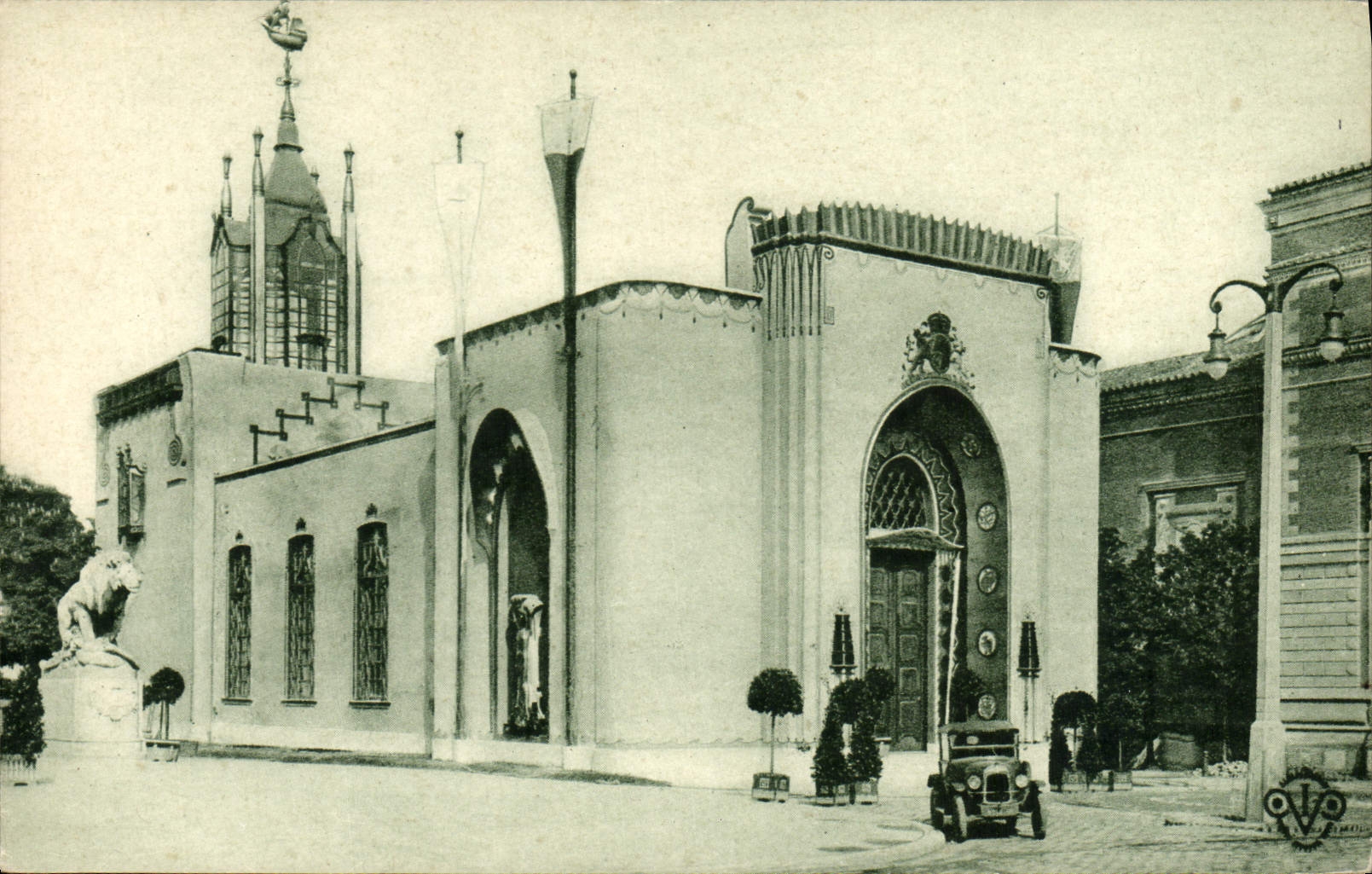Exposición internacional de la POSTAL de la VENDIMIA de artes decorativos la casa del Reino Unido