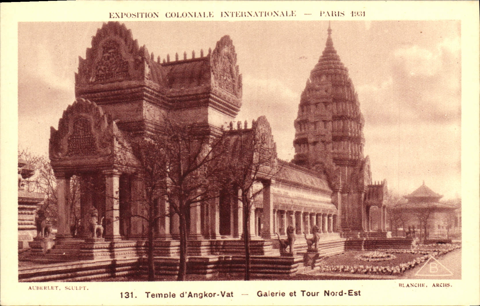 La galería internacional 1931 y el viaje de la cuba de D Angkor del templo de París de la exposición de la POSTAL de la VENDIMIA norteños es