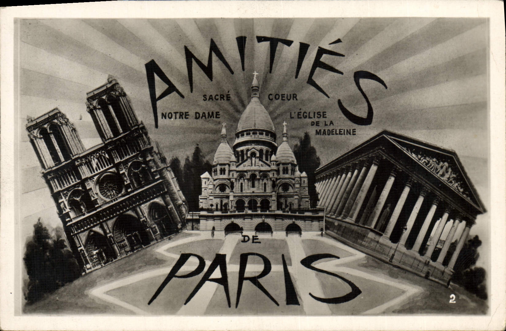 POSTAL MODERNA las amistades de París coronan Ceour Notre Dame Madeleine