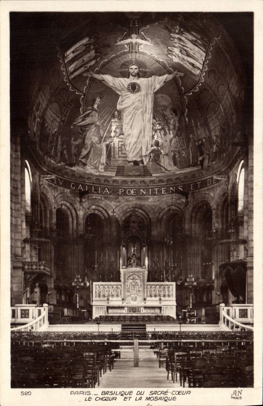 VINTAGE POSTCARD Paris Basilica Of the Sacring Heart Chorus And Mosaic