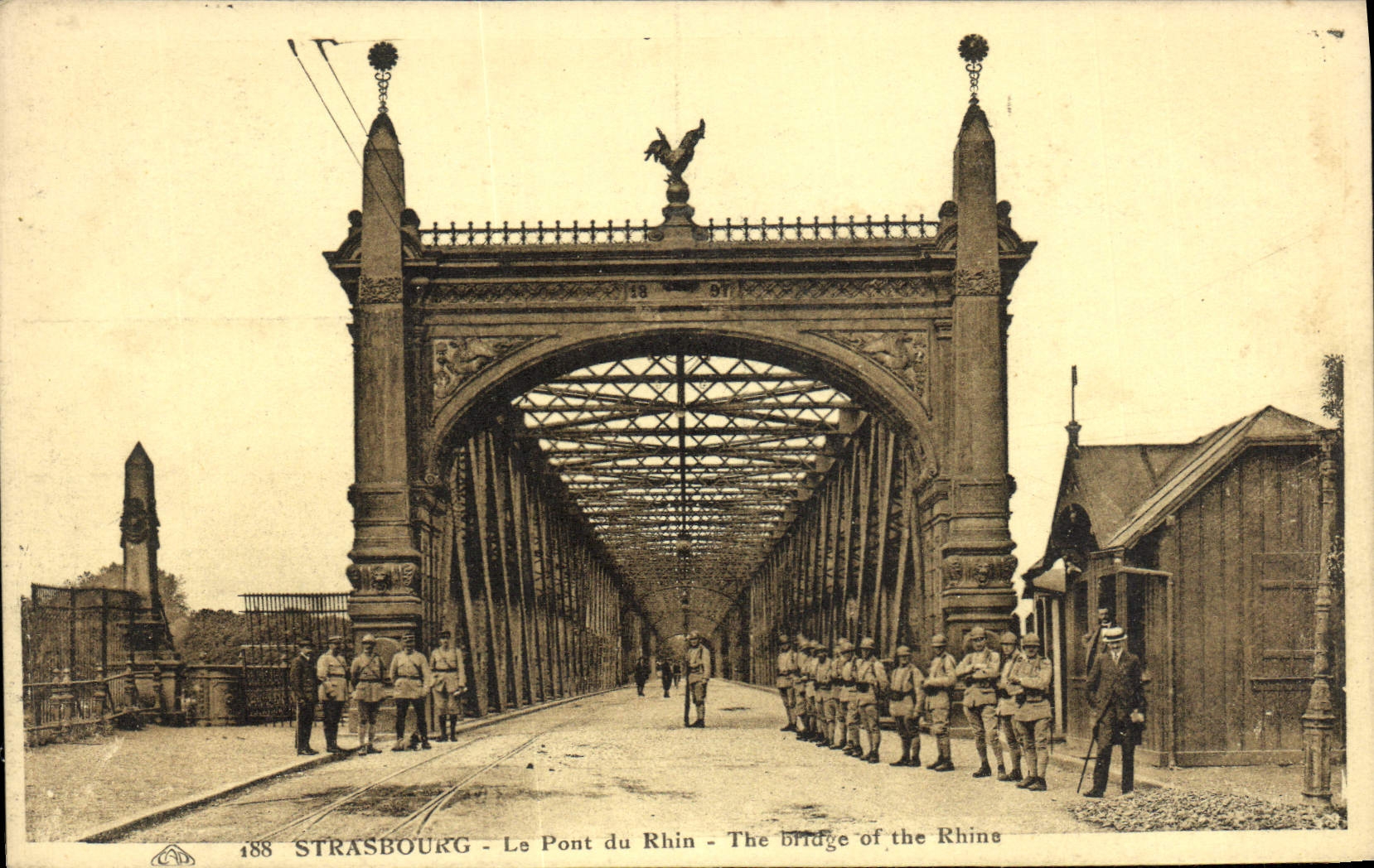 VINTAGE POSTCARD Strasbourg the Bridge Of the Rhine Militaria