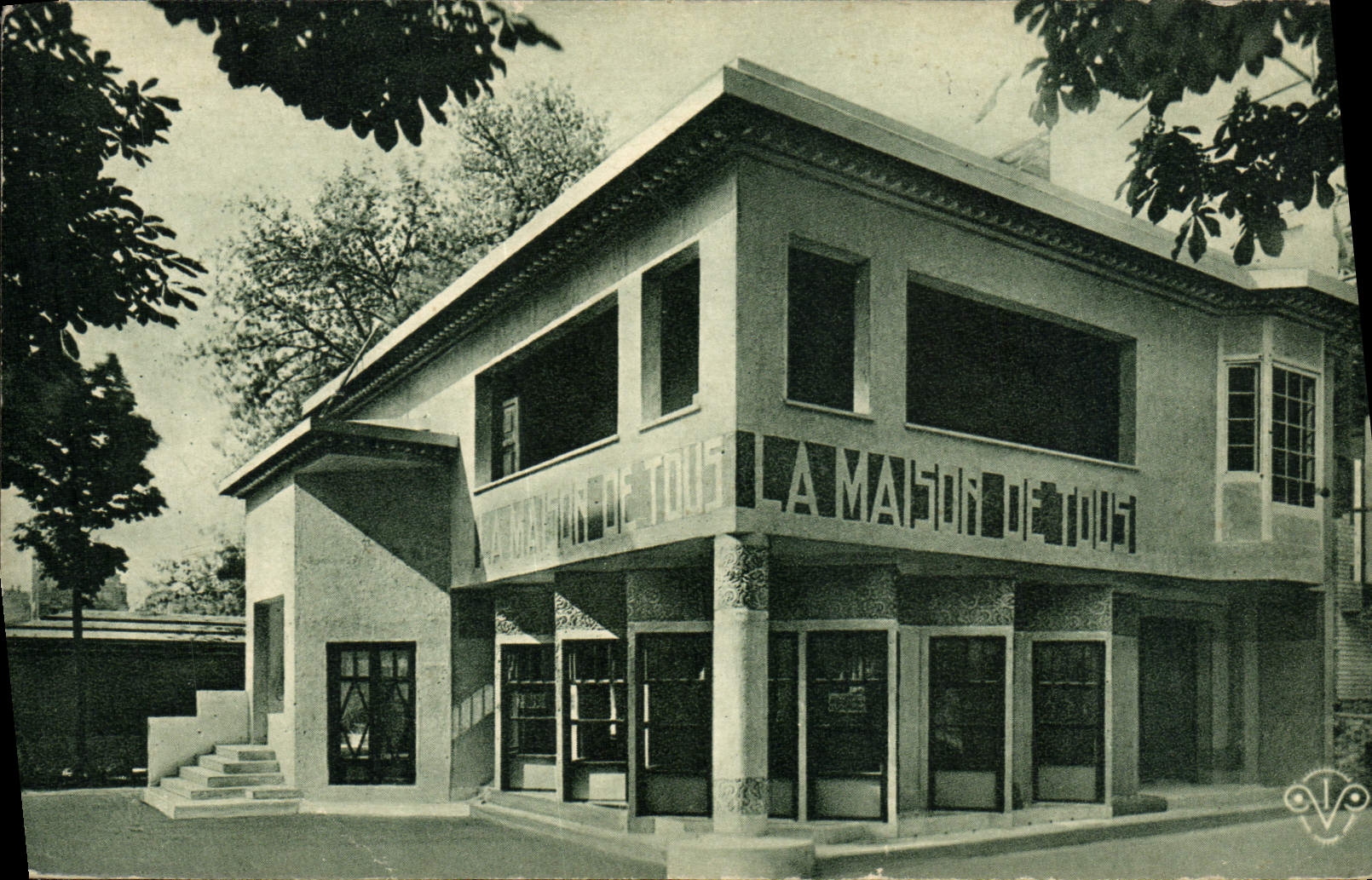 Exposición internacional de la POSTAL de la VENDIMIA de los artes decorativos París 1925 la casa de todos en la aldea francesa