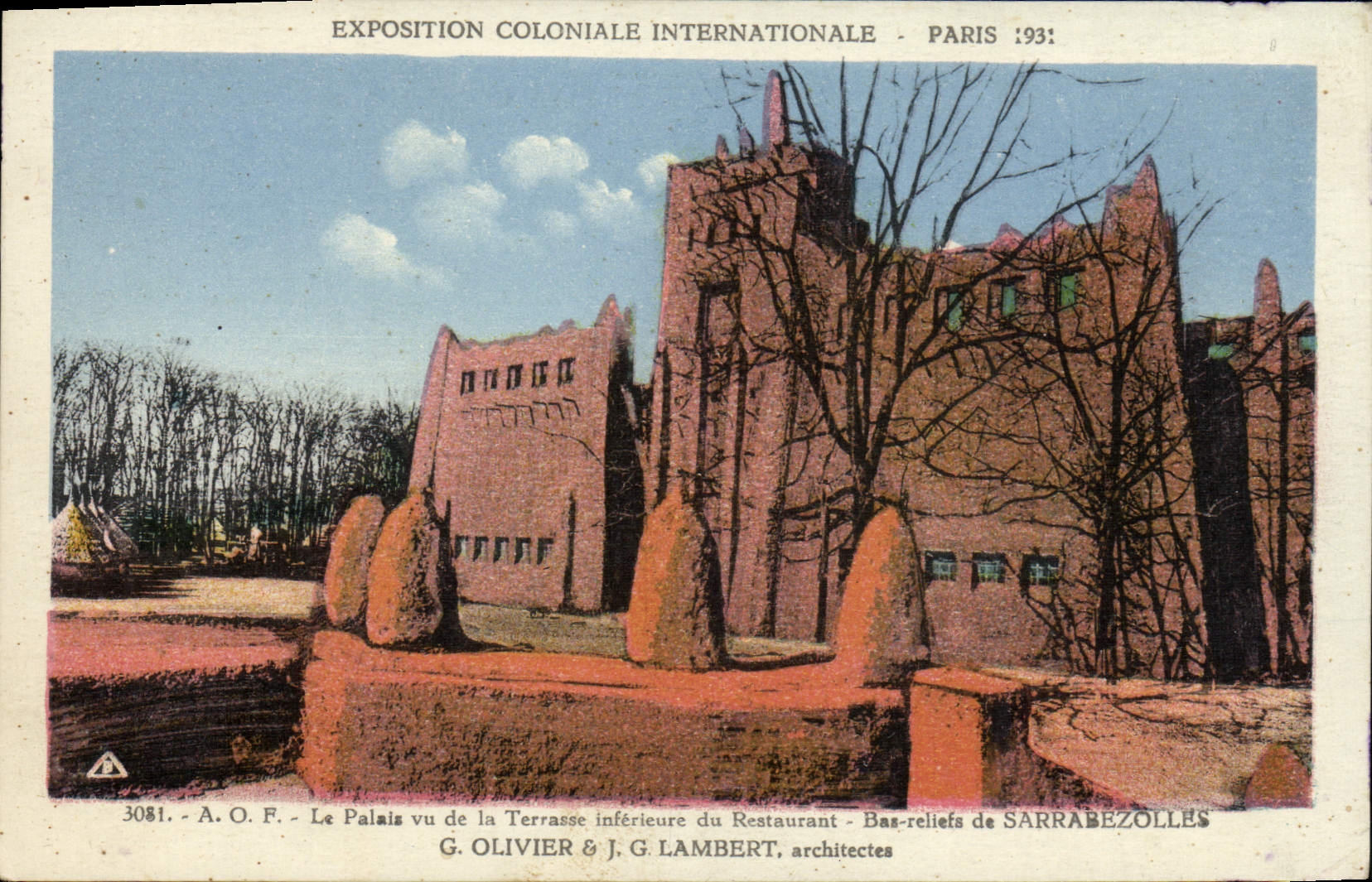 VINTAGE POSTCARD Fair Colonial International Paris 1931 the Palate Seen Of the Terrace