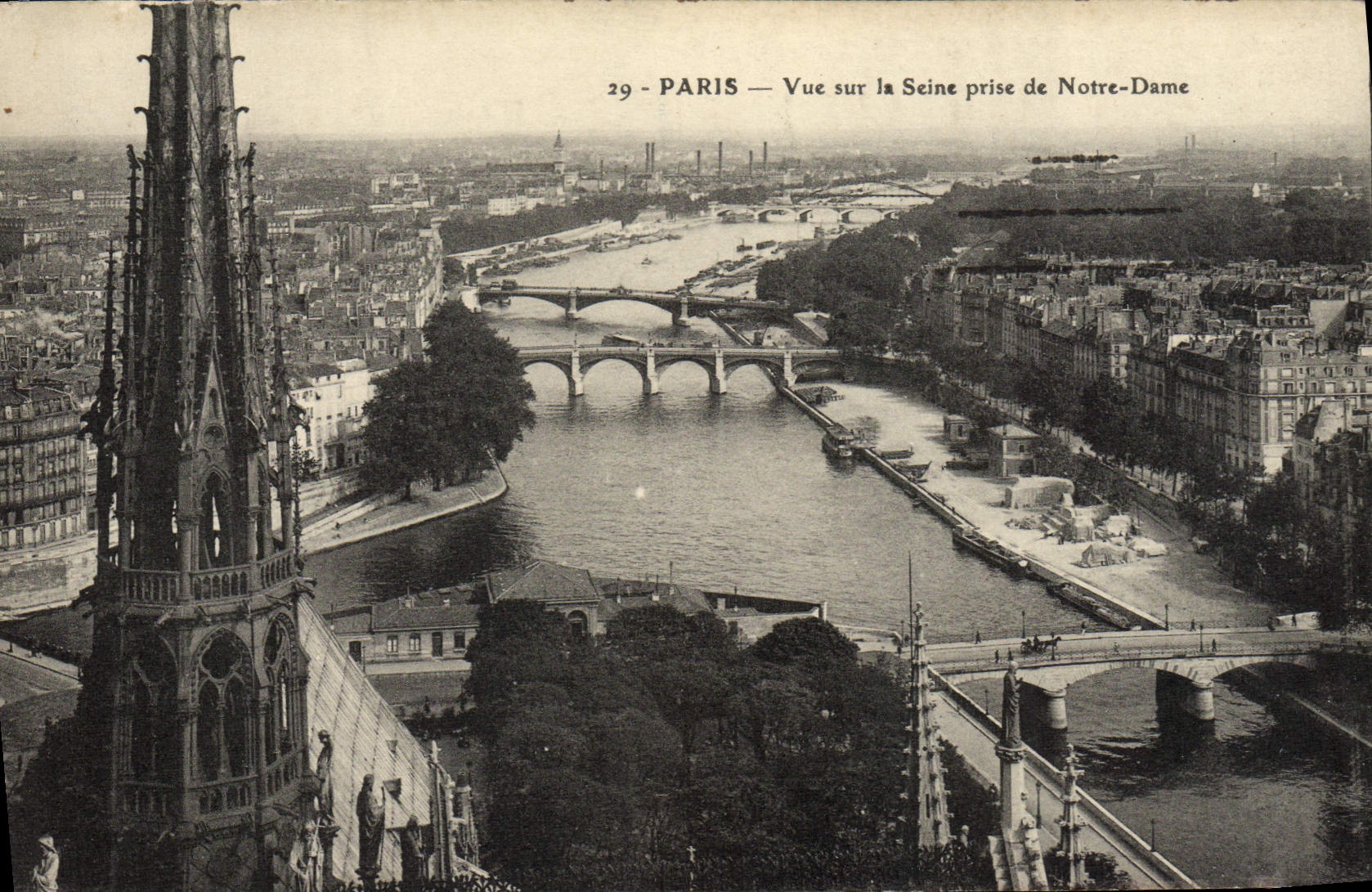 POSTAL París de la VENDIMIA vista en el Seine tomado de Notre Dame