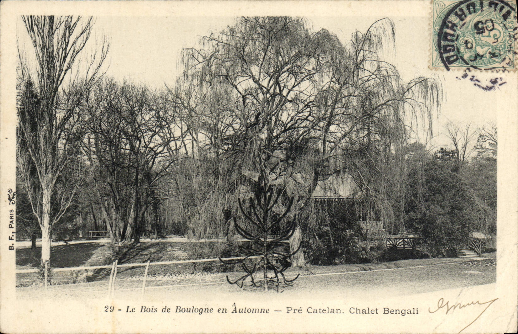 VINTAGE POSTCARD the Bois de Boulogne In Autimne Pre Catelan Country cottage Bengall Paris
