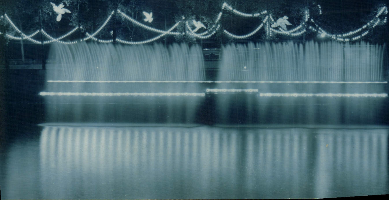 Feria de París de la POSTAL de la VENDIMIA de la vista decorativa de los artes 1925 de la noche en el puente de Orsay