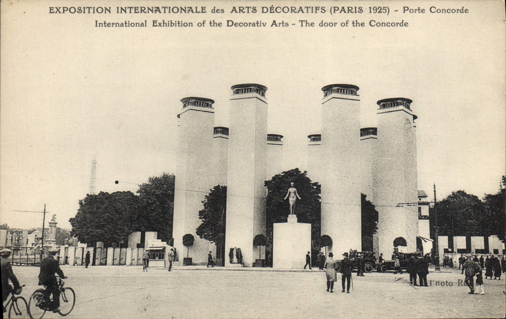 La exposición internacional de la POSTAL de la VENDIMIA de los artes decorativos 1925 lleva la torre Eiffel de la armonía