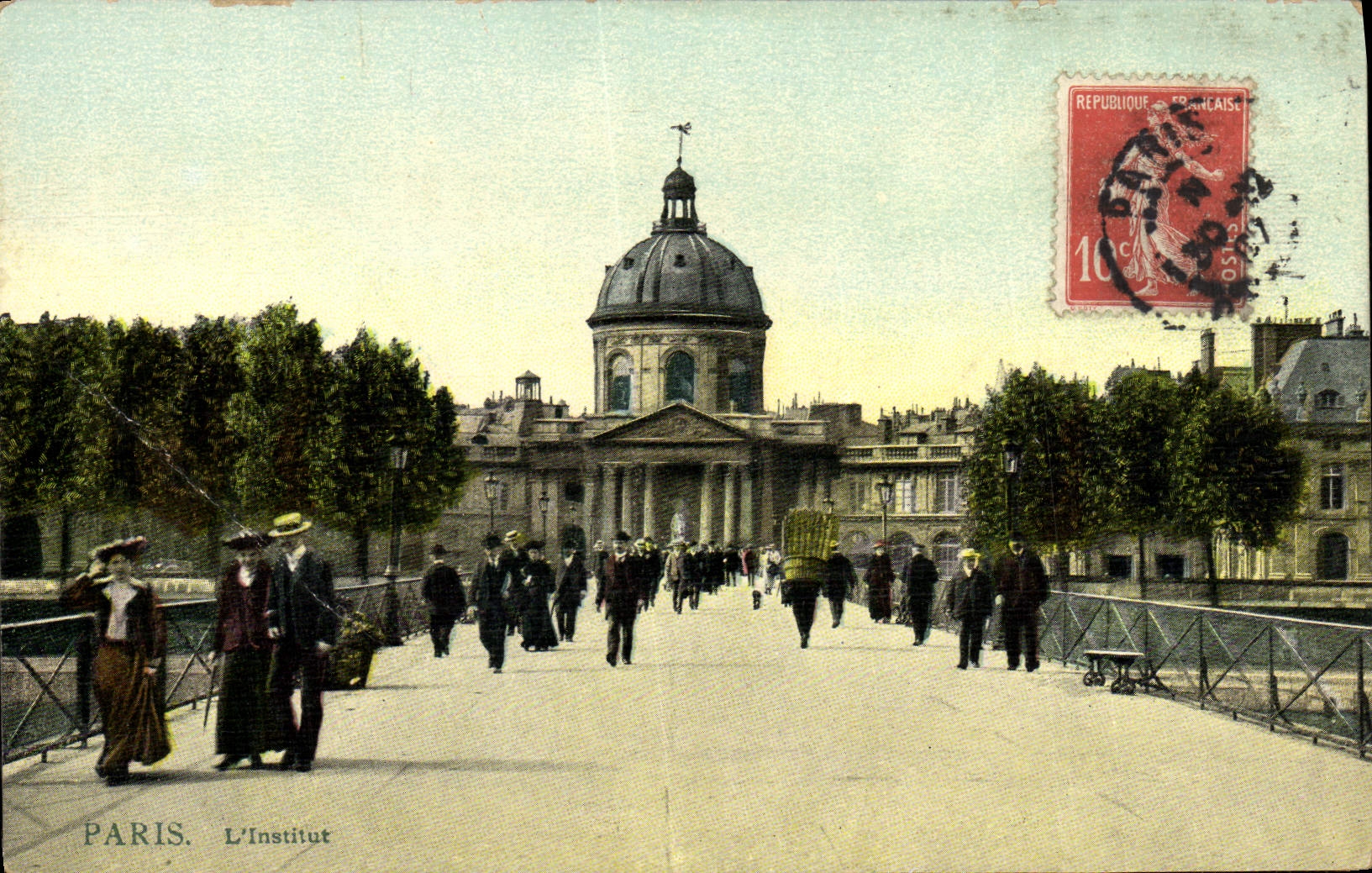 CPA Paris L'Institut (carte toilee)