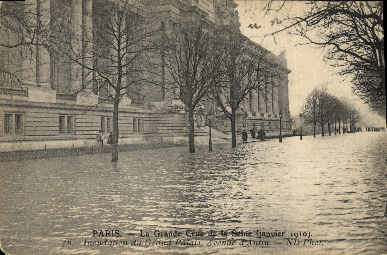 VINTAGE POSTCARD Paris the Great Rising Of the Seine Flood of the Large palace Which occurred of Antin