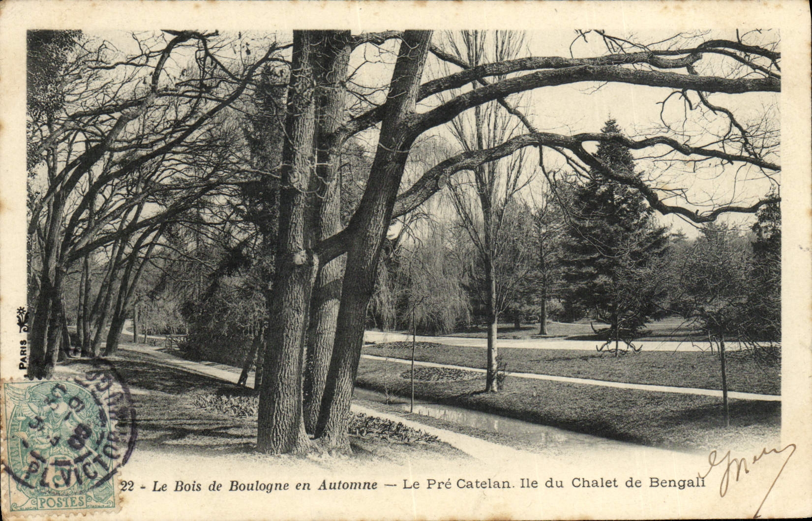 VINTAGE POSTCARD the Bois de Boulogne In Fall Pre Catelan Island Of the Country cottage Of Bengali