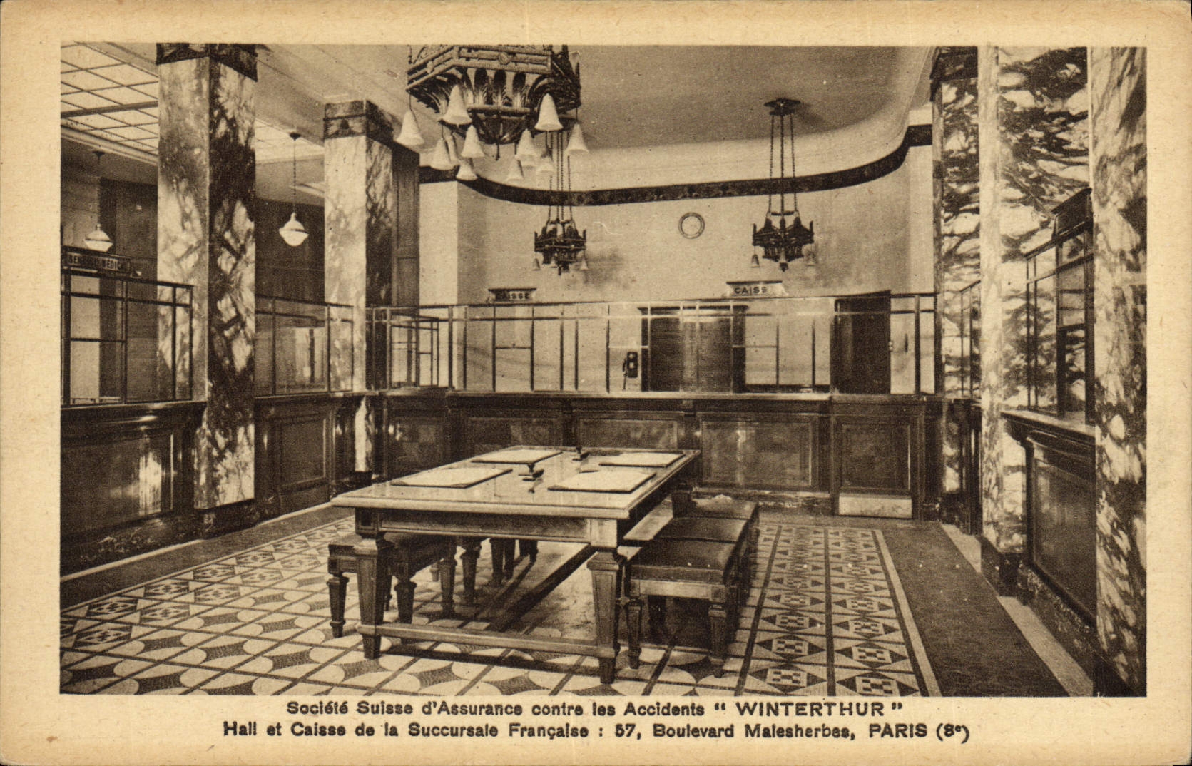 VINTAGE POSTCARD Swiss Soclete of Insurance Against Accldents Winterthur Boulevard Malesherbes Paris Malesherbes Boulevard