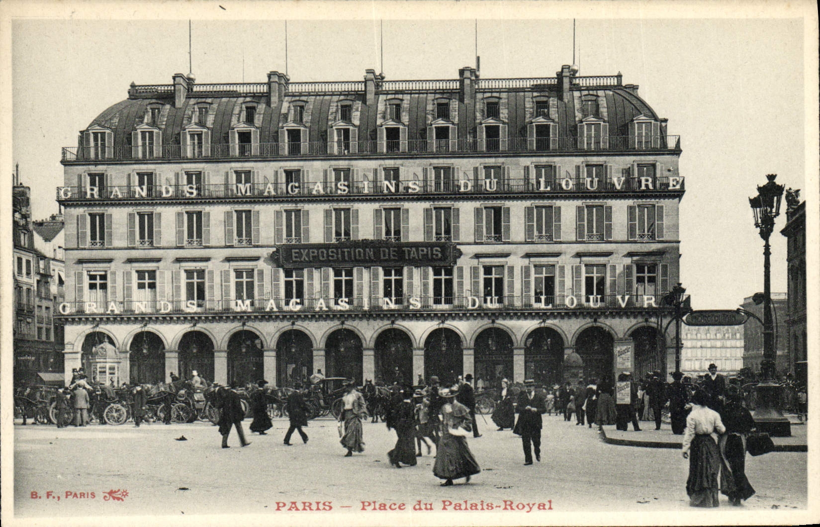 VINTAGE POSTCARD Paris Places Palais Royal Department stores of Louvre