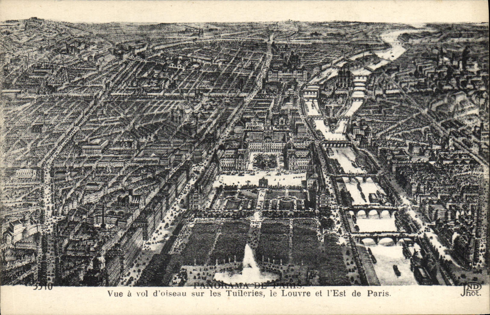 CPA Panorama De Paris Vue a Vol d'Oiseau Sur Les Tuileries Le Louvre et l'est De Paris