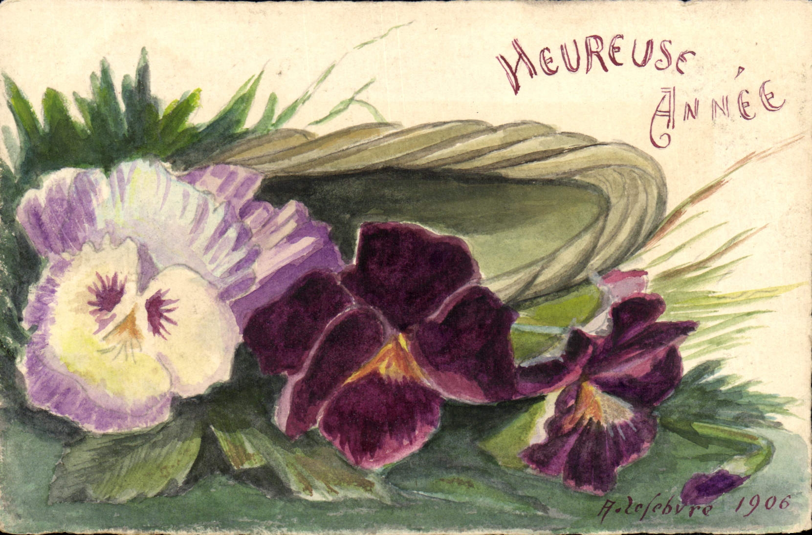 CPA Fantaisie Fleurs (dessin a la main)