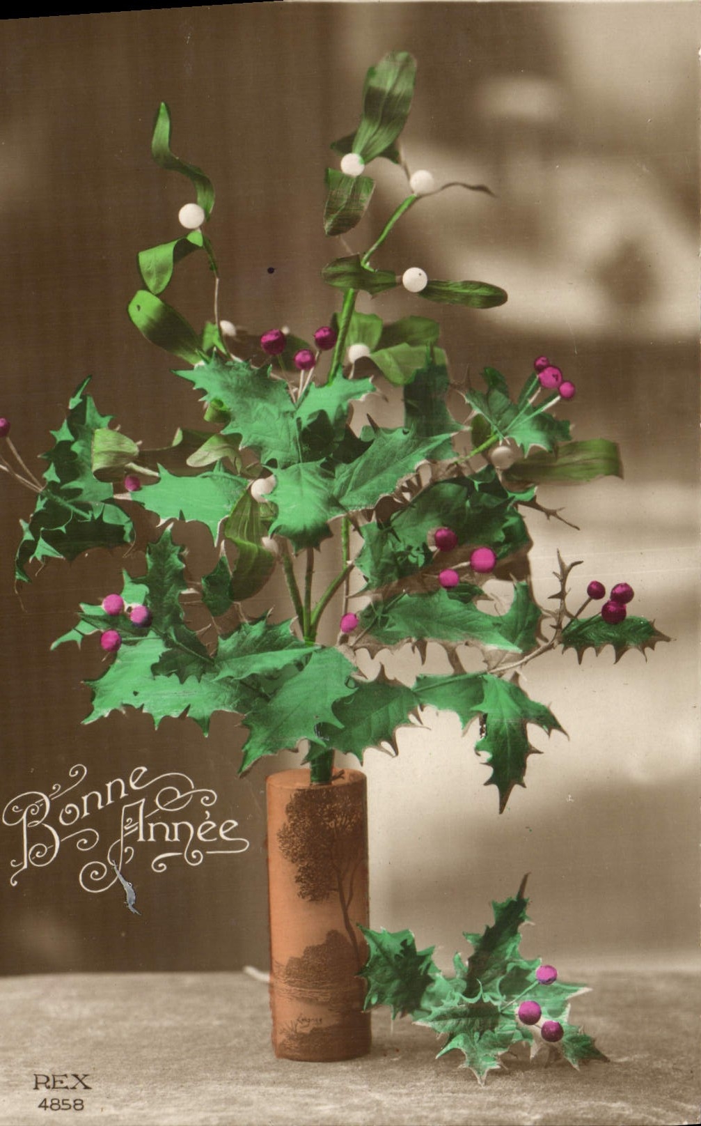 CPA Fantaisie Fleurs Houx