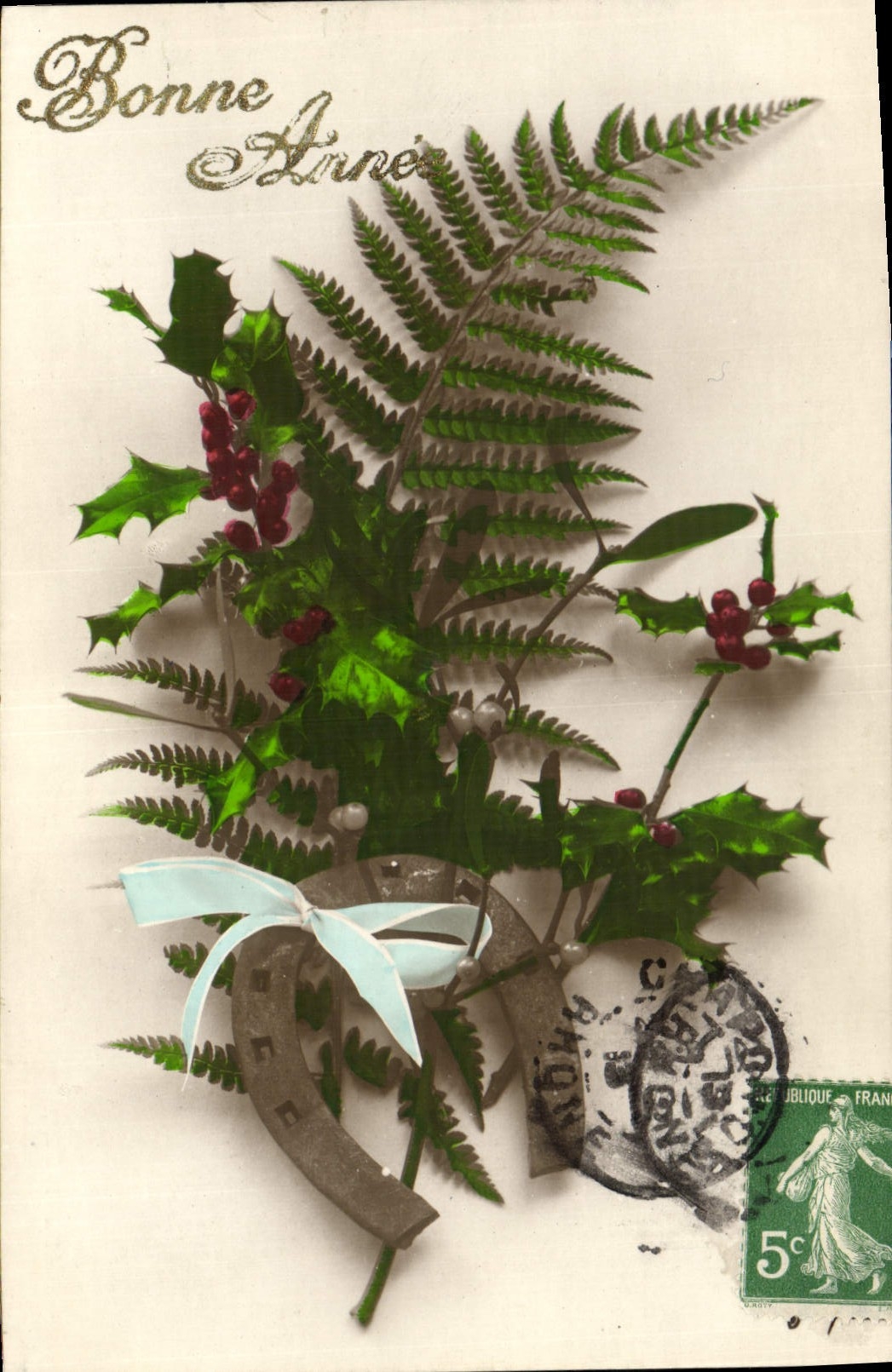 CPA Fantaisie Fleurs Fer a cheval