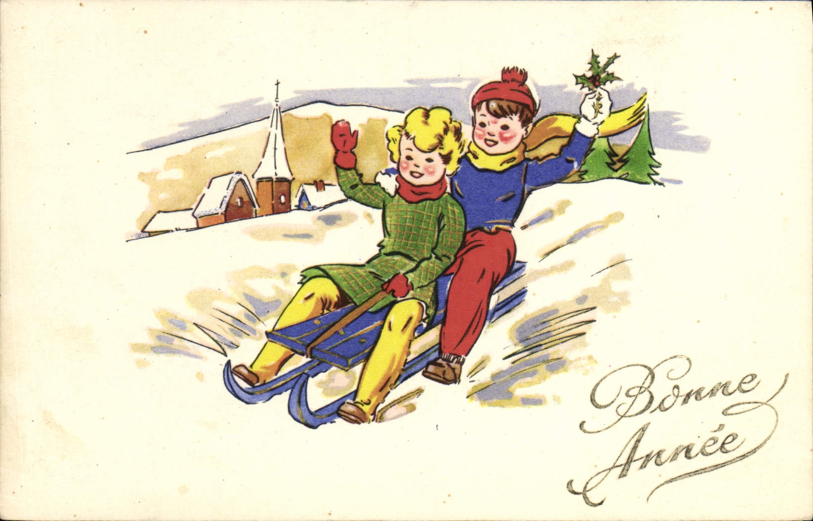 CPA Fantaisie Enfants Luge 