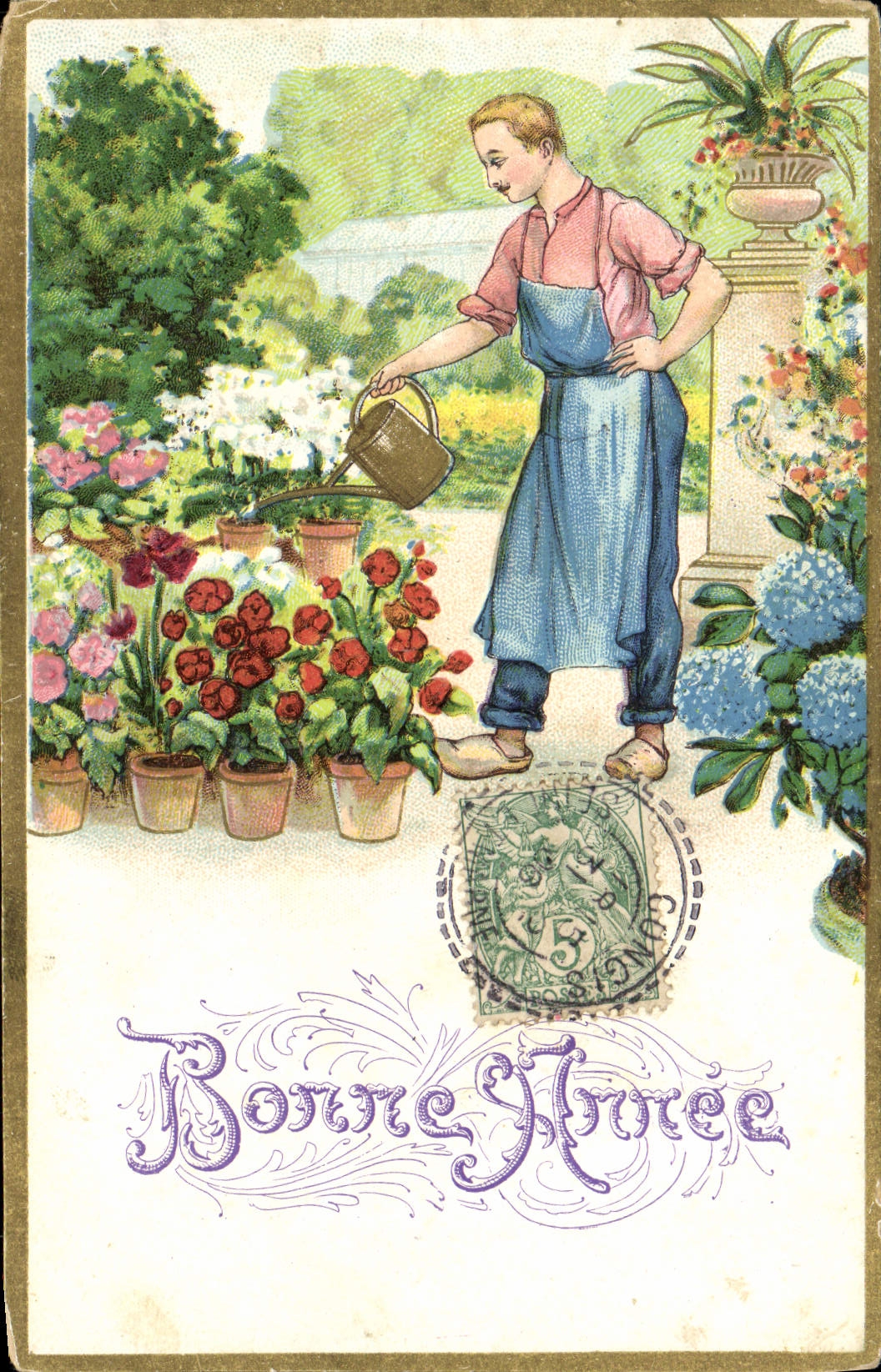 CPA Fantaisie Fleurs Jardinier