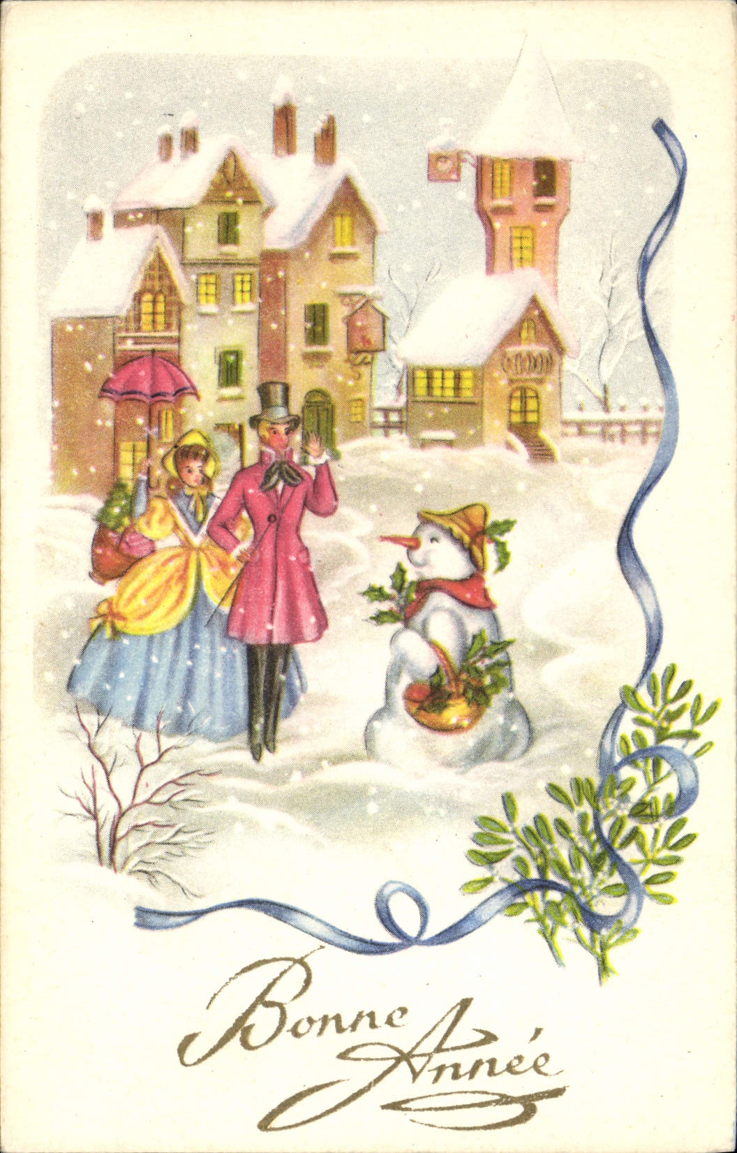 CPA Fantaisie Bonhomme de neige 