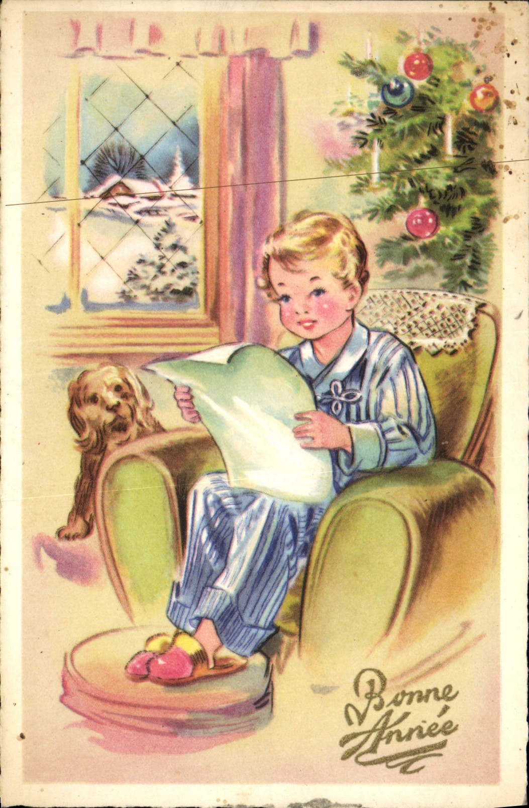 CPA Fantaisie Enfant Chien 