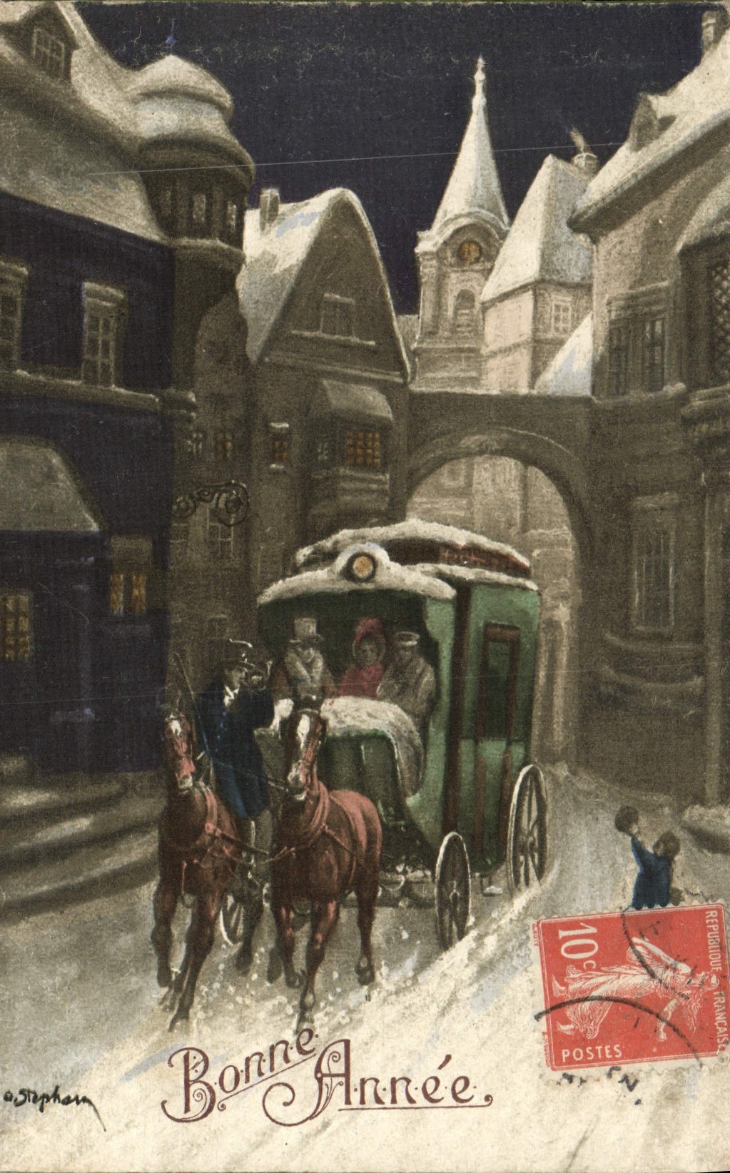 CPA Fantaisie Caleche Chevaux 