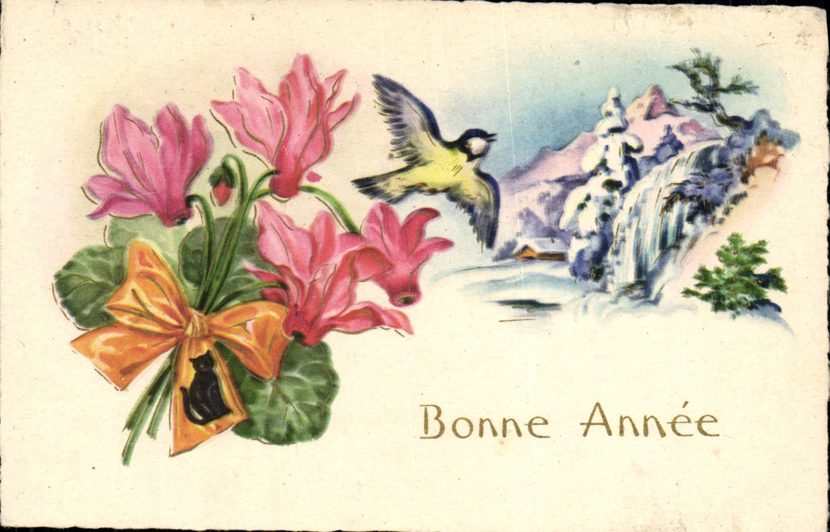 CPA Fantaisie Bonne annee Oiseau