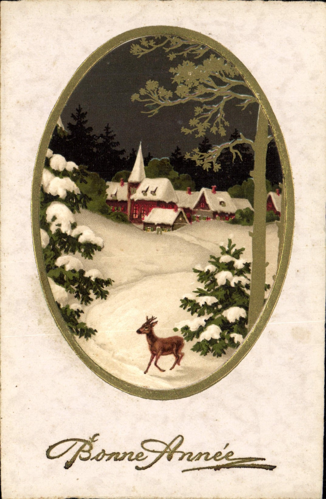 CPA Fantaisie Bonne Annee Biche