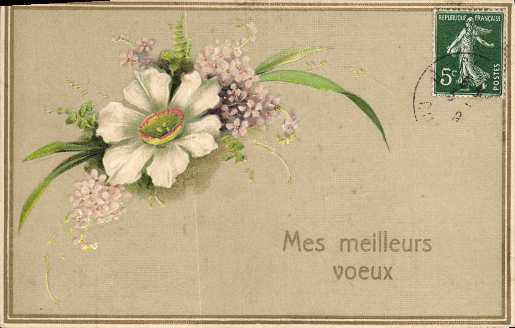 CPA Fantaisie Voeux Fleurs 