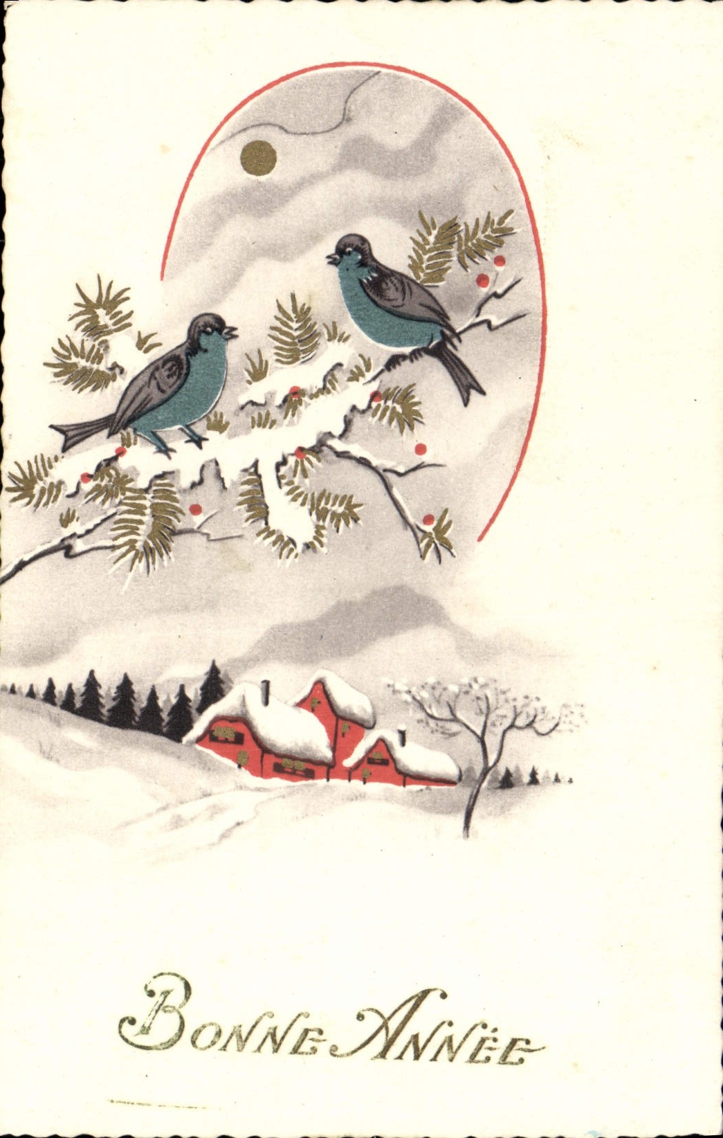 CPA Fantaisie Bonne annee Oiseaux 