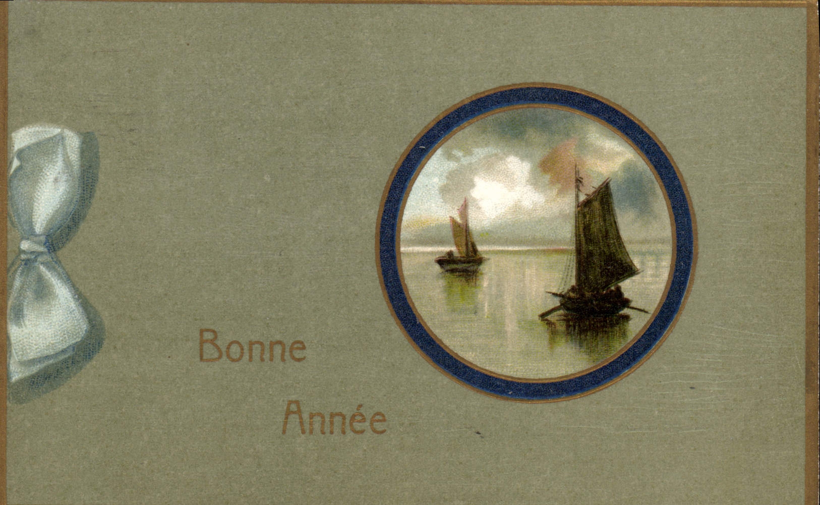 CPA Fantaisie Bonne annee Bateau 