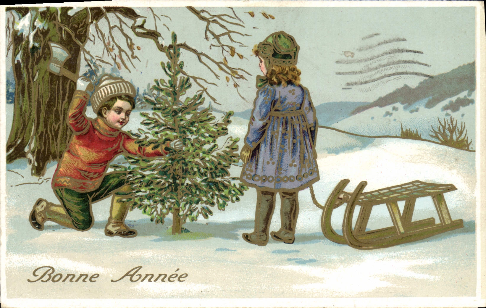 CPA Fantaisie Enfants Luge 