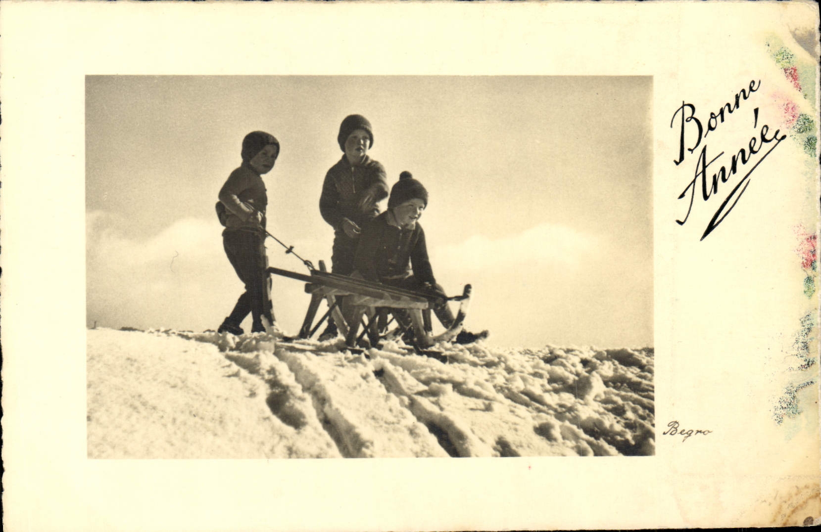 CPA Fantaisie Enfants Luge